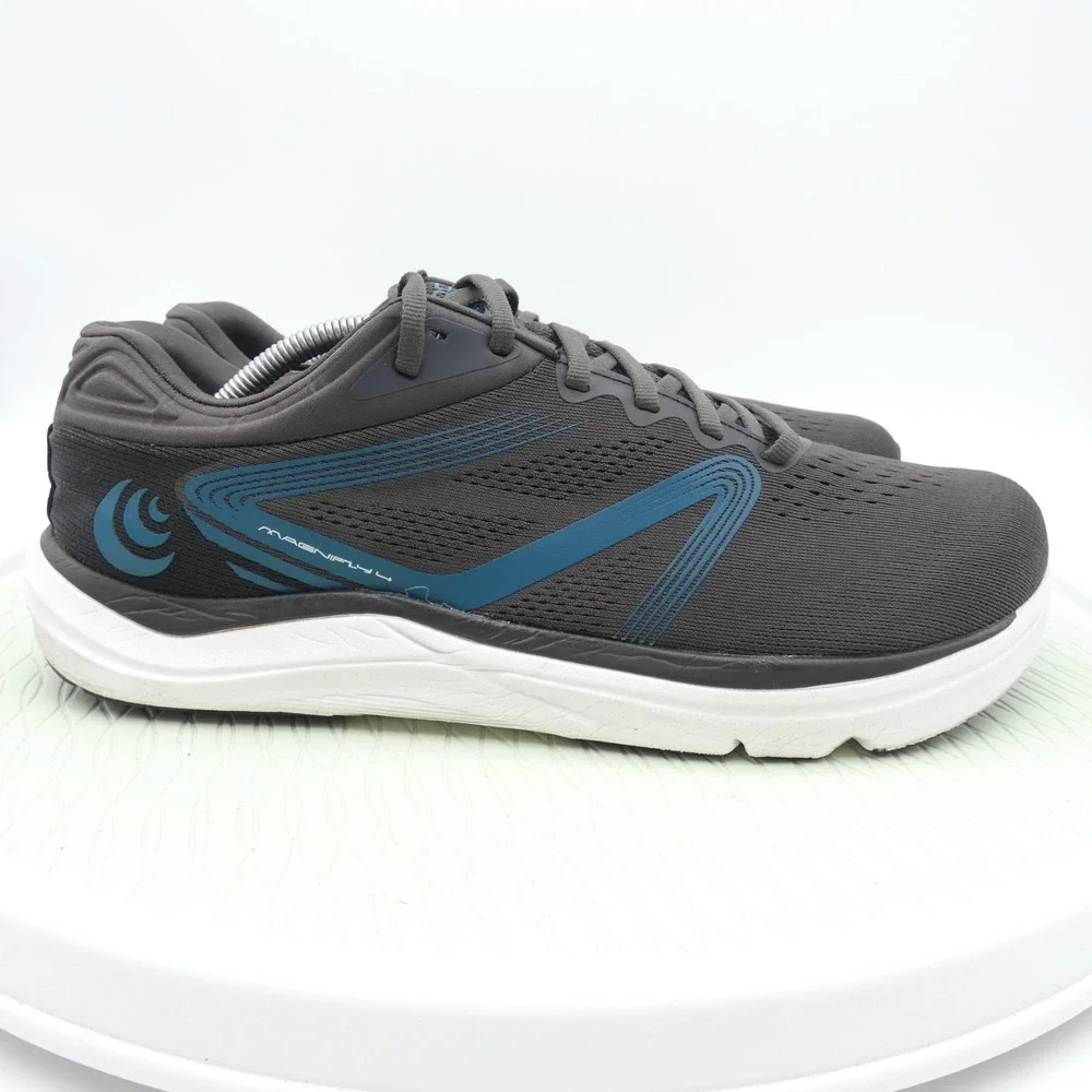 Topo Athletic Magnifly 4 Mens 12.5 Running Shoes Gray Navy Lace Up Sneakers